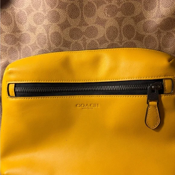 Coach Signature Brown and Vibrant Yellow Backpack display picture 1